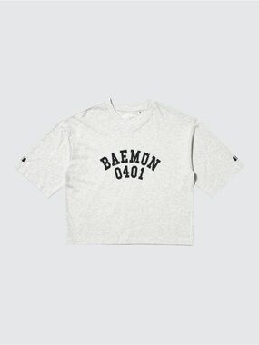 LIGHT GRAY UNIQLO BabyMonster UT graphic Oversized V-Neck T-Shirt